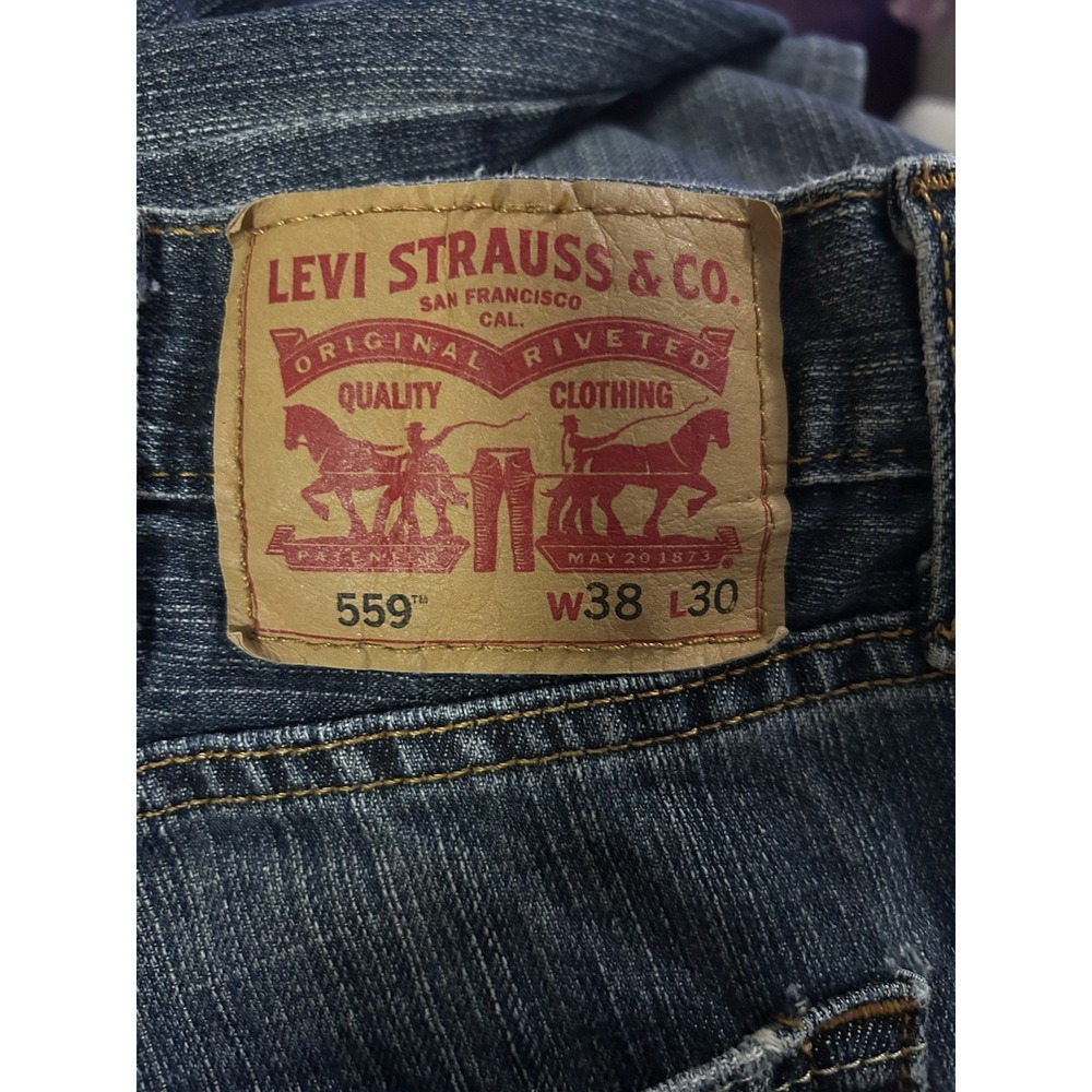 Levi's Mens 559 Relaxed Straight Leg Fit Jeans Lot  38"W X 30"L Blue Denim Light - Picture 7 of 10